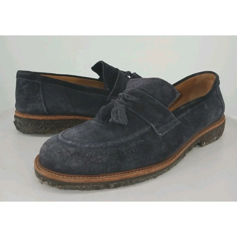 SuitSupply Navy Blue Suede Tassel Slip-On Loafers Size US10 EU43  C132